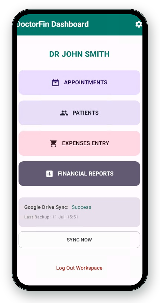 DoctorFin daily diary and appointments