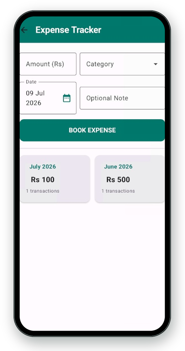 Expense tracker with monthly totals