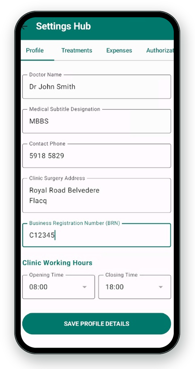 Clinic profile settings
