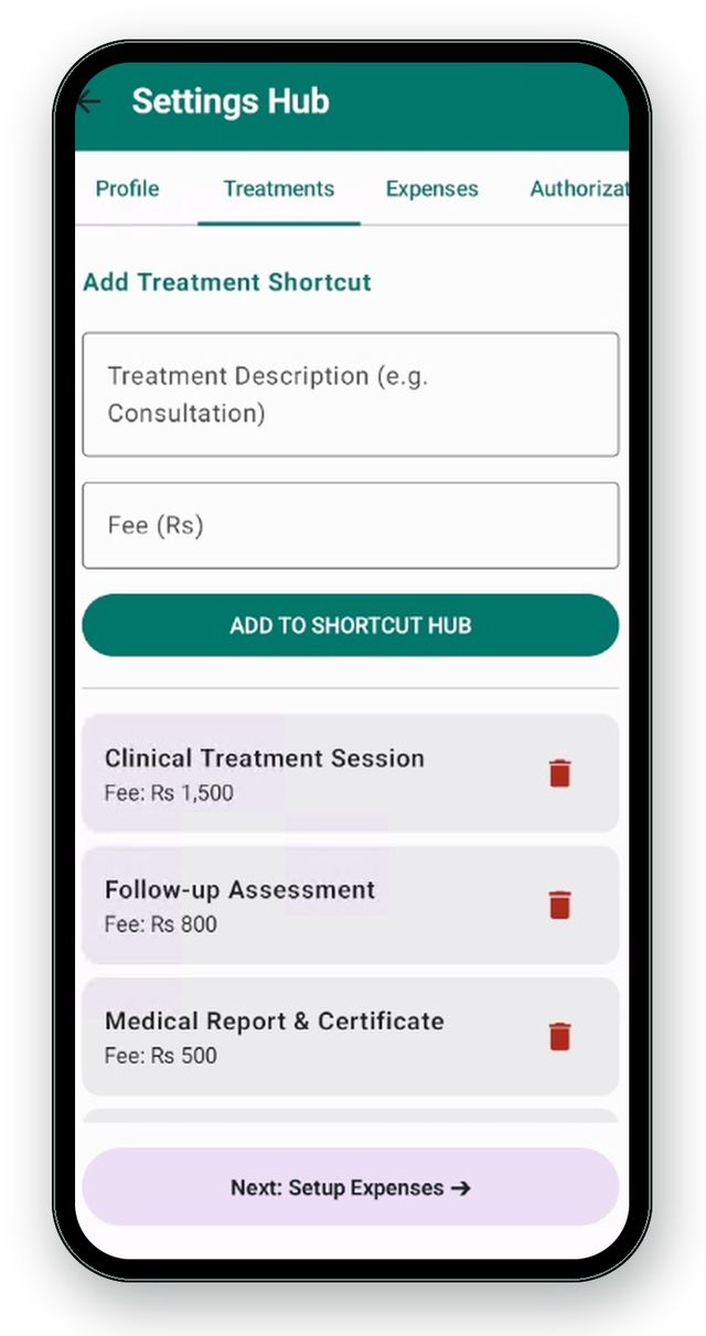 Treatment shortcuts
